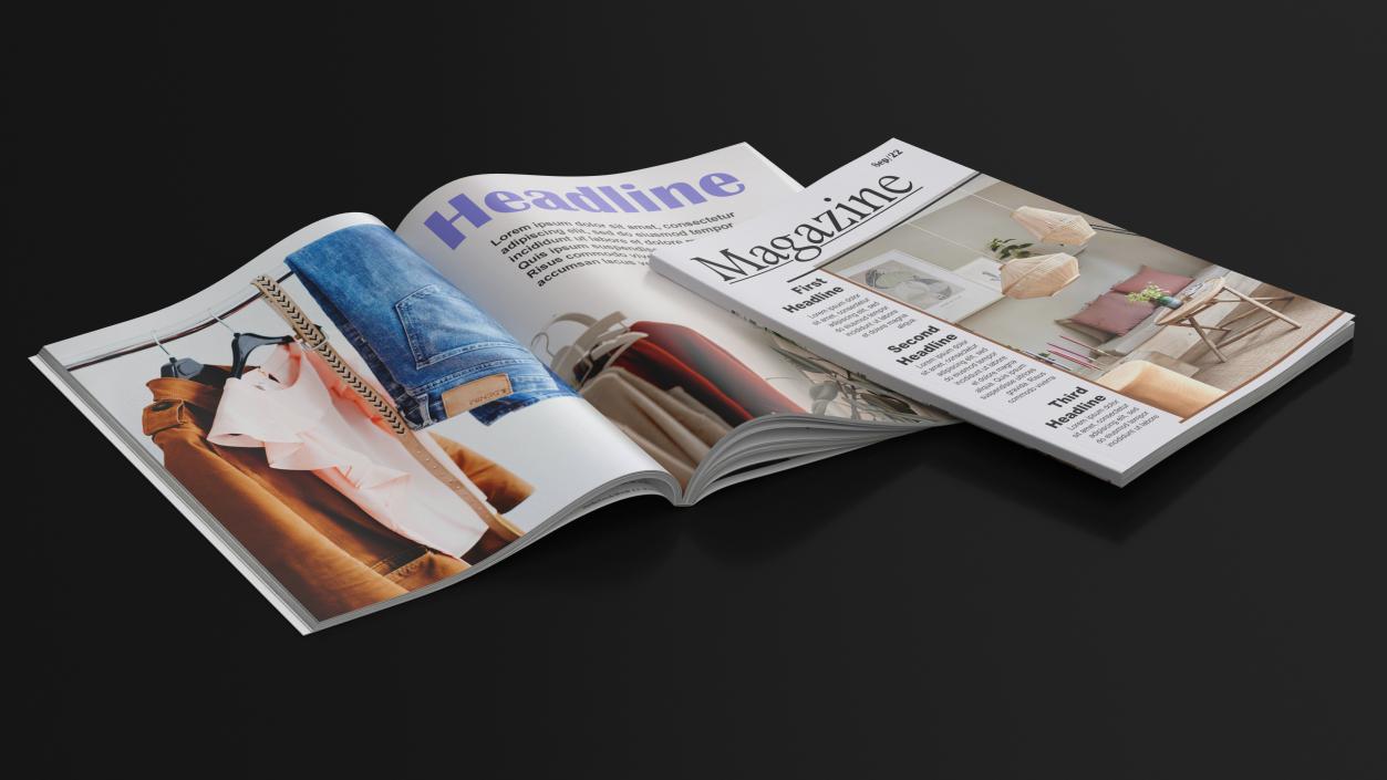 3D Magazine with Cup of Coffee Collection model