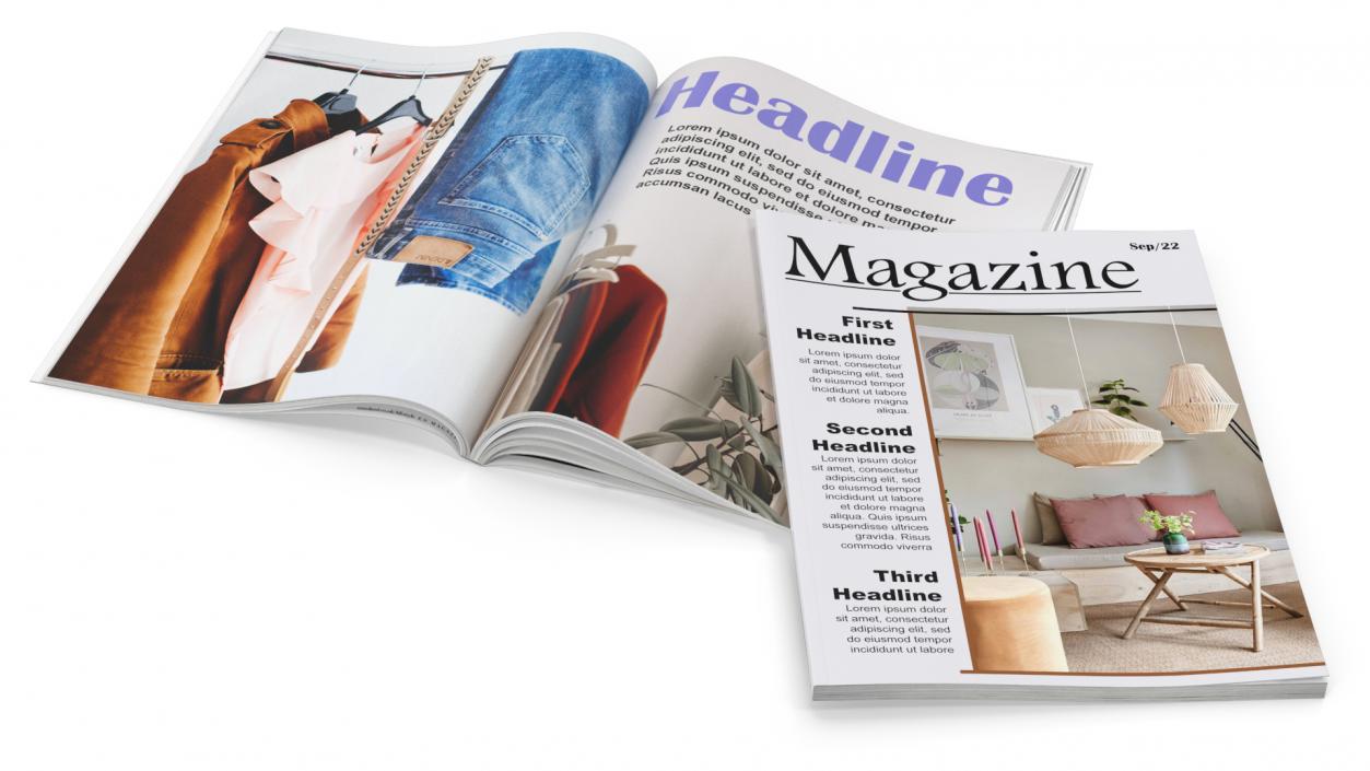 3D Magazine with Cup of Coffee Collection model