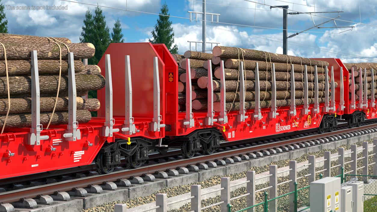 Rnoos 644 New Stake Wagon with Big Logs 3D model