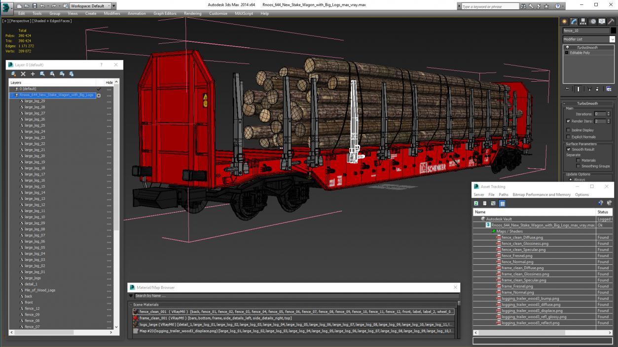 Rnoos 644 New Stake Wagon with Big Logs 3D model