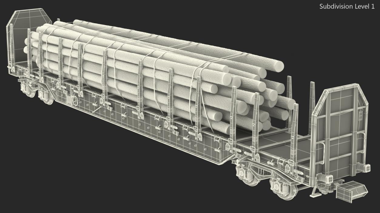 Rnoos 644 New Stake Wagon with Big Logs 3D model