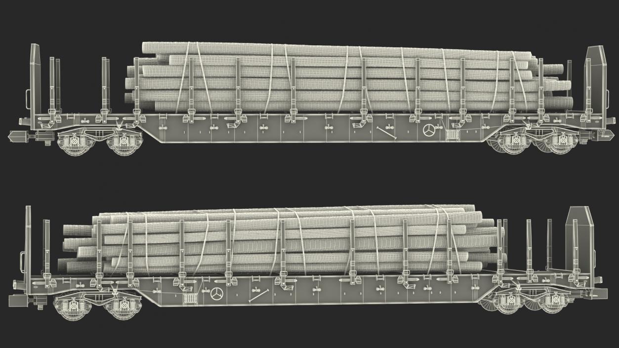 Rnoos 644 New Stake Wagon with Big Logs 3D model