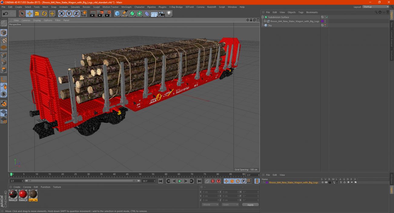 Rnoos 644 New Stake Wagon with Big Logs 3D model