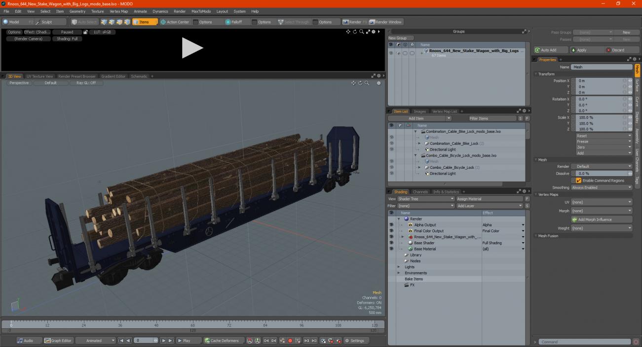 Rnoos 644 New Stake Wagon with Big Logs 3D model