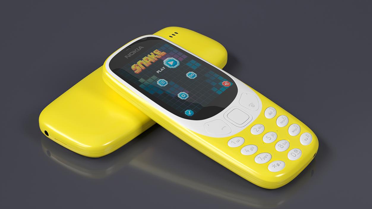 3D Yellow Nokia 3310 New Lights On