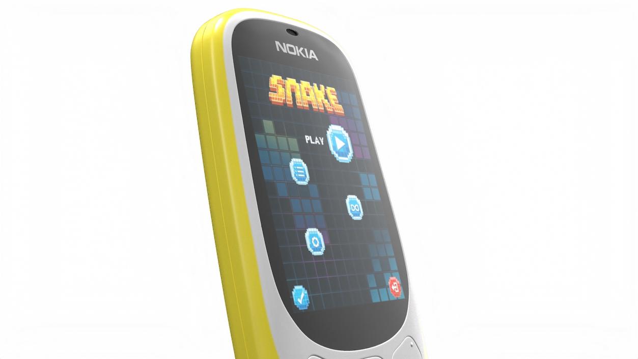 3D Yellow Nokia 3310 New Lights On