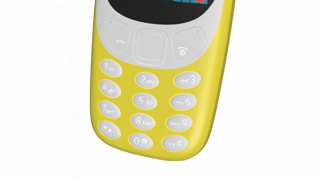 3D Yellow Nokia 3310 New Lights On