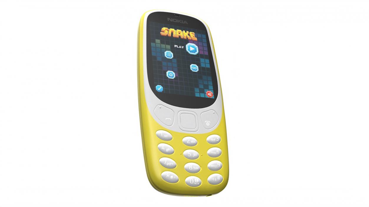 3D Yellow Nokia 3310 New Lights On