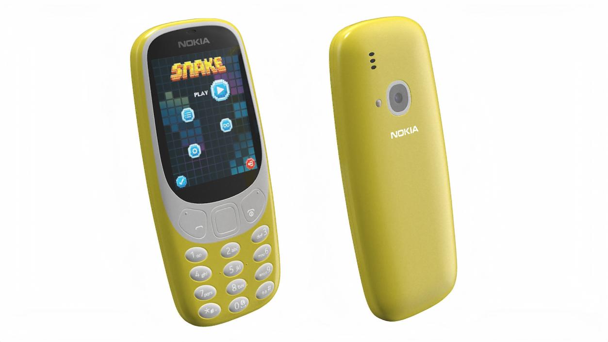 3D Yellow Nokia 3310 New Lights On