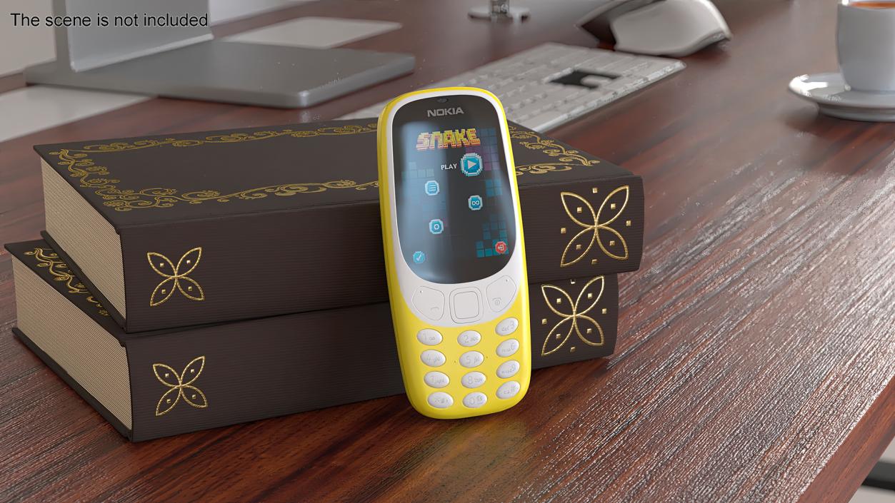 3D Yellow Nokia 3310 New Lights On