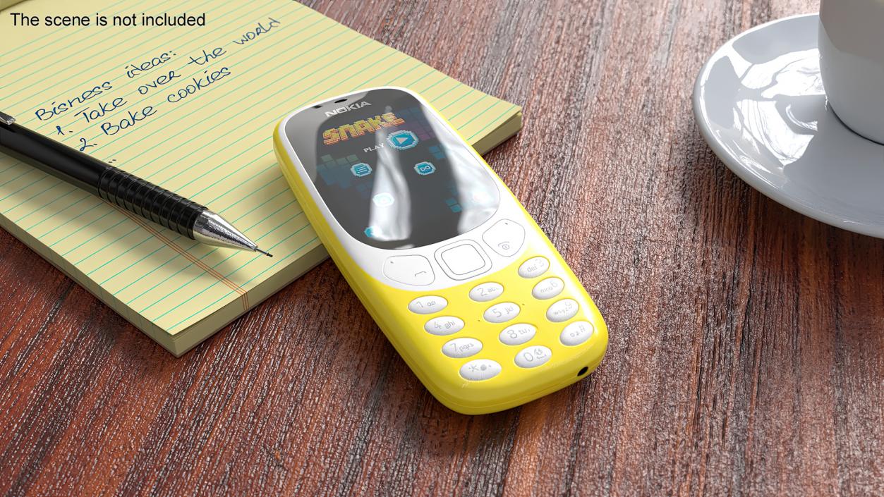 3D Yellow Nokia 3310 New Lights On