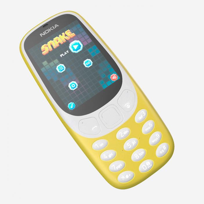 3D Yellow Nokia 3310 New Lights On