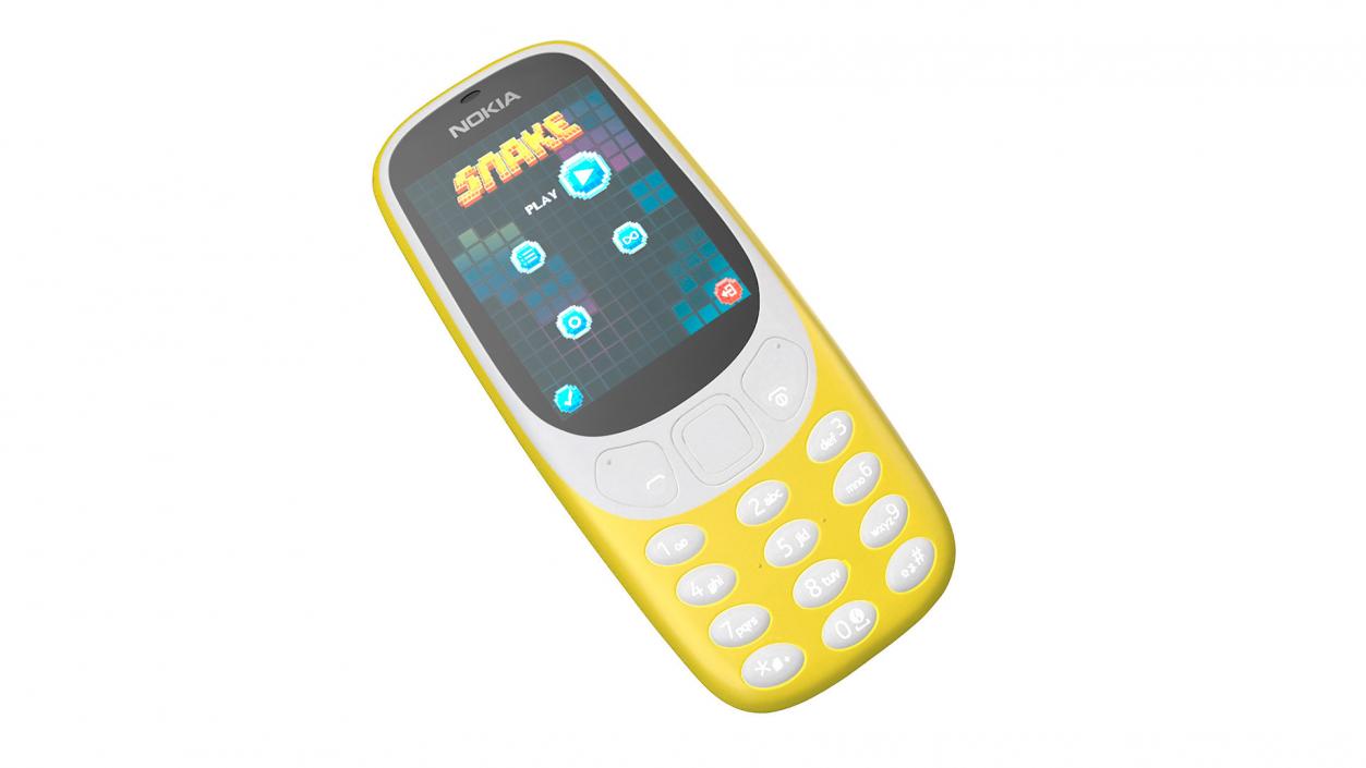 3D Yellow Nokia 3310 New Lights On