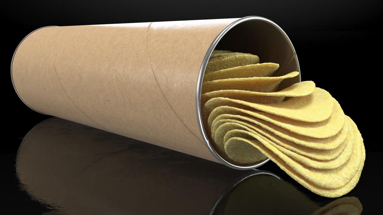 3D Open Paper Tube of Potato Chips