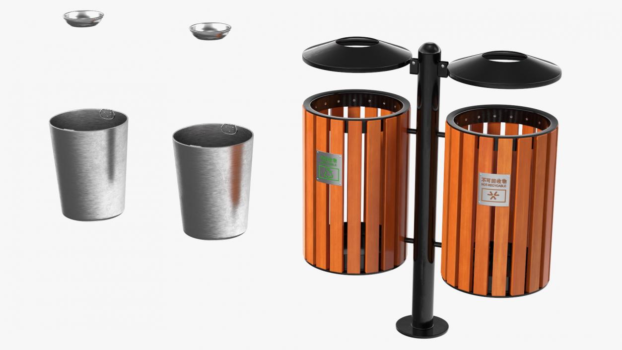 Outdoor Trash Bins Collection 3D model