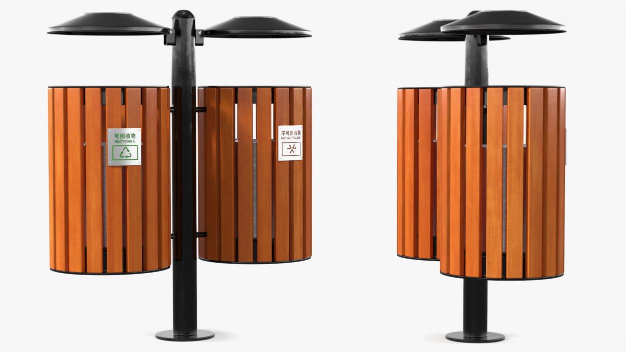 Outdoor Trash Bins Collection 3D model