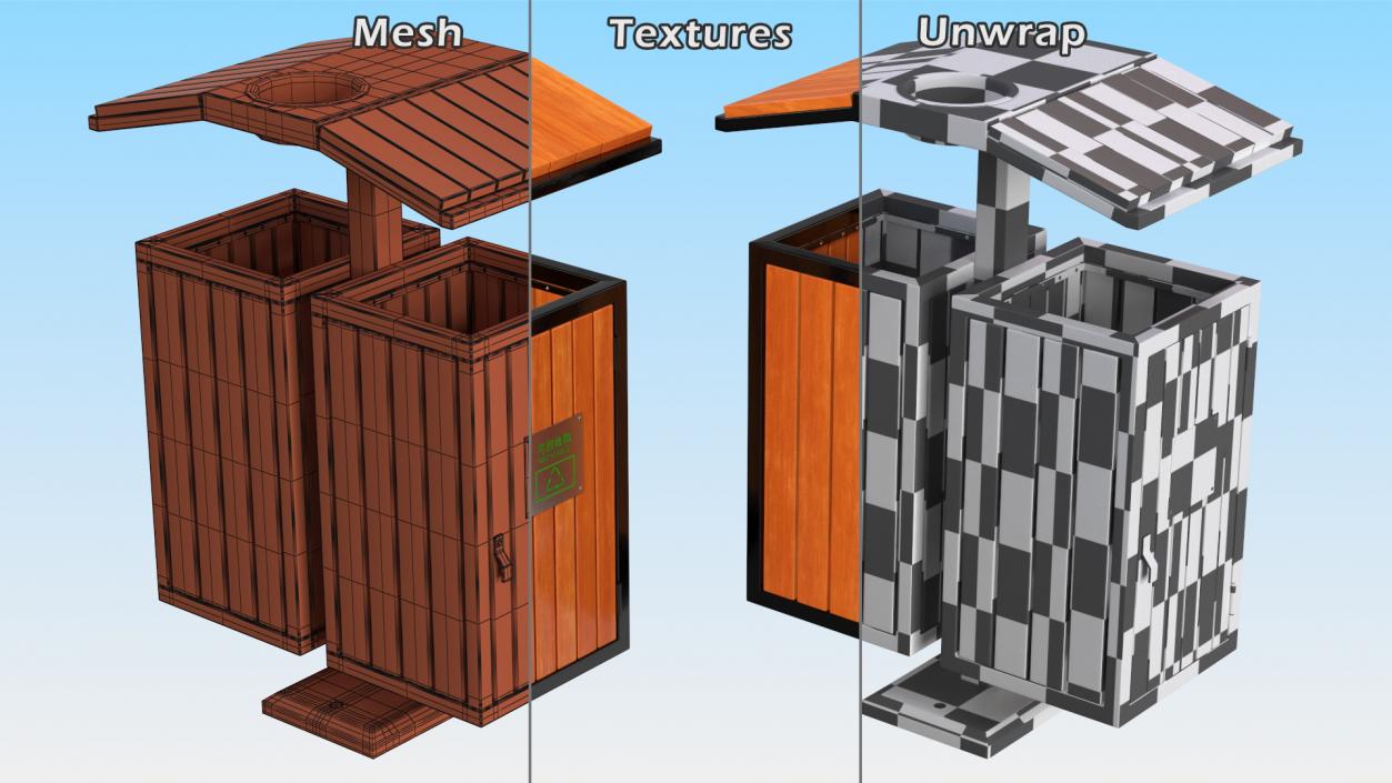 Outdoor Trash Bins Collection 3D model