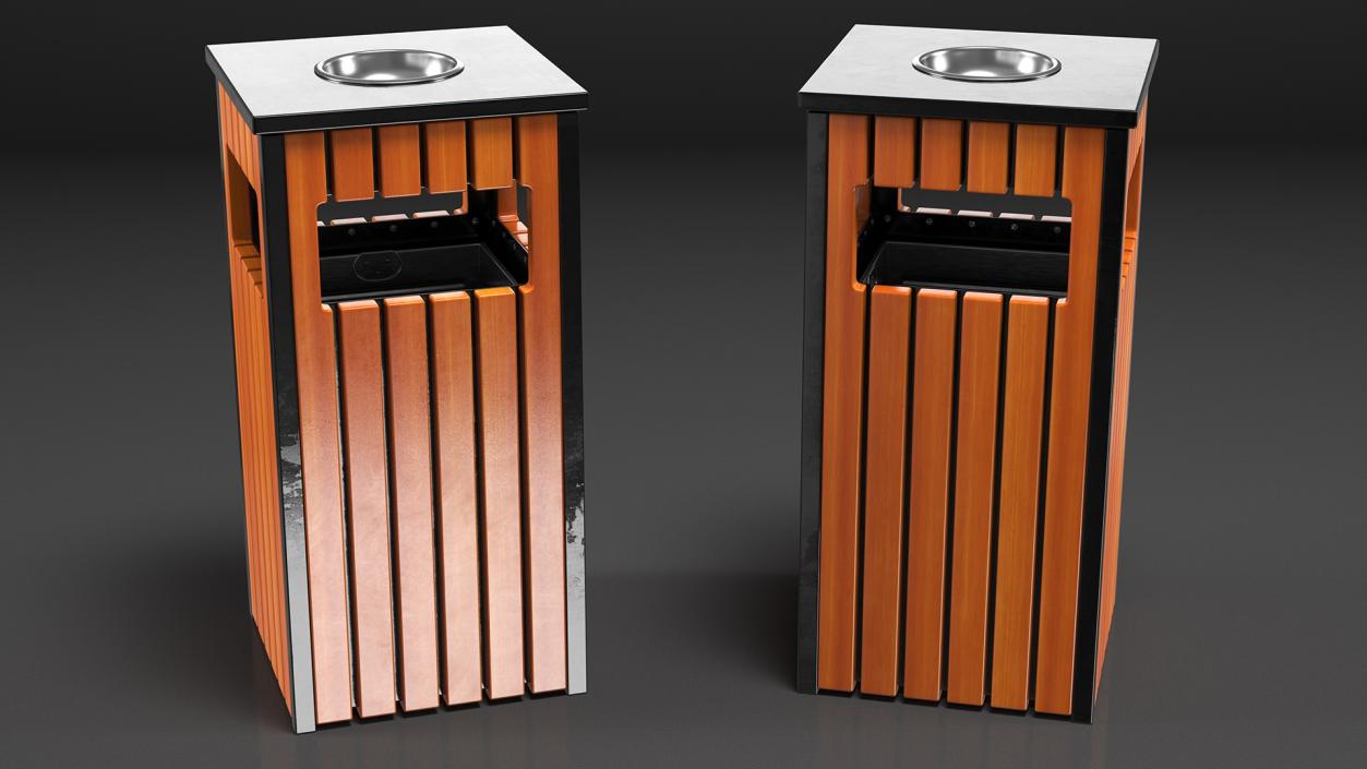 Outdoor Trash Bins Collection 3D model