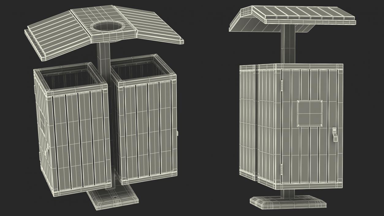 Outdoor Trash Bins Collection 3D model