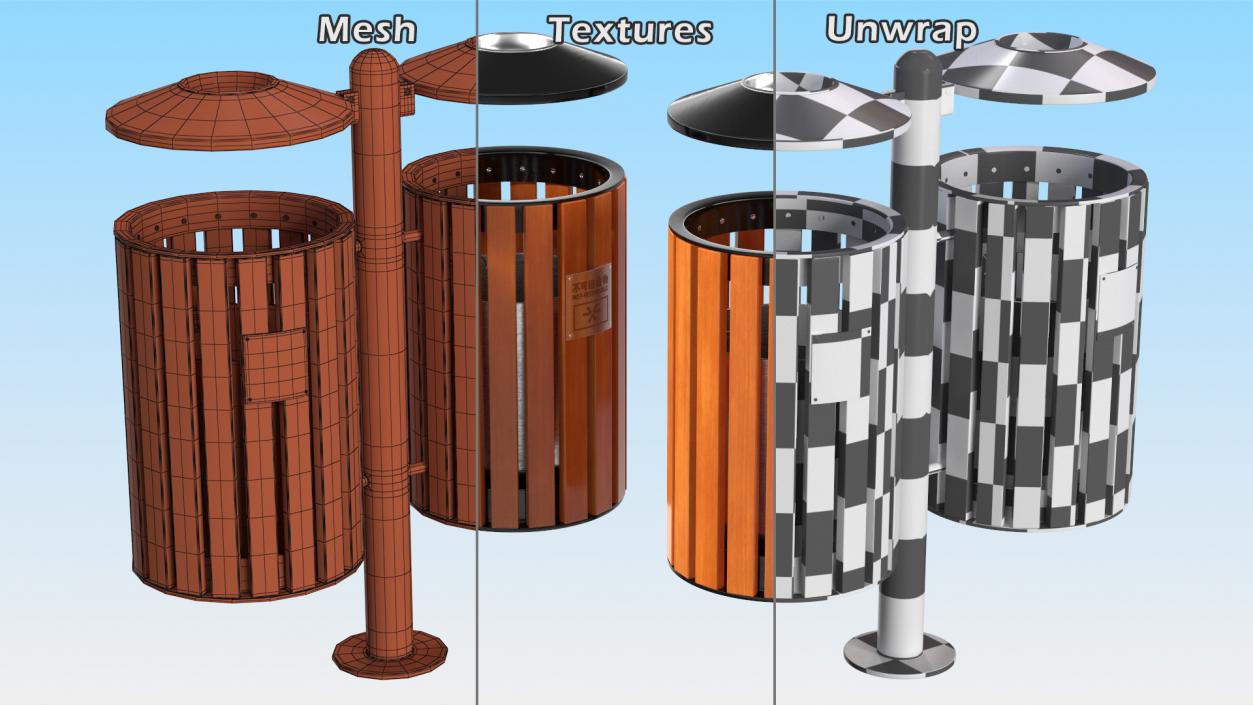 Outdoor Trash Bins Collection 3D model