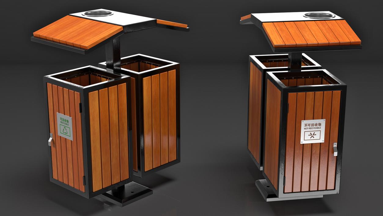 Outdoor Trash Bins Collection 3D model