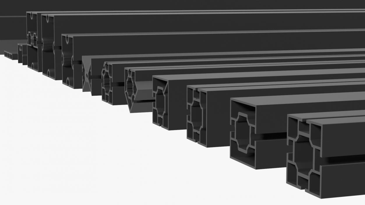 3D Black Metal Extrusions Set