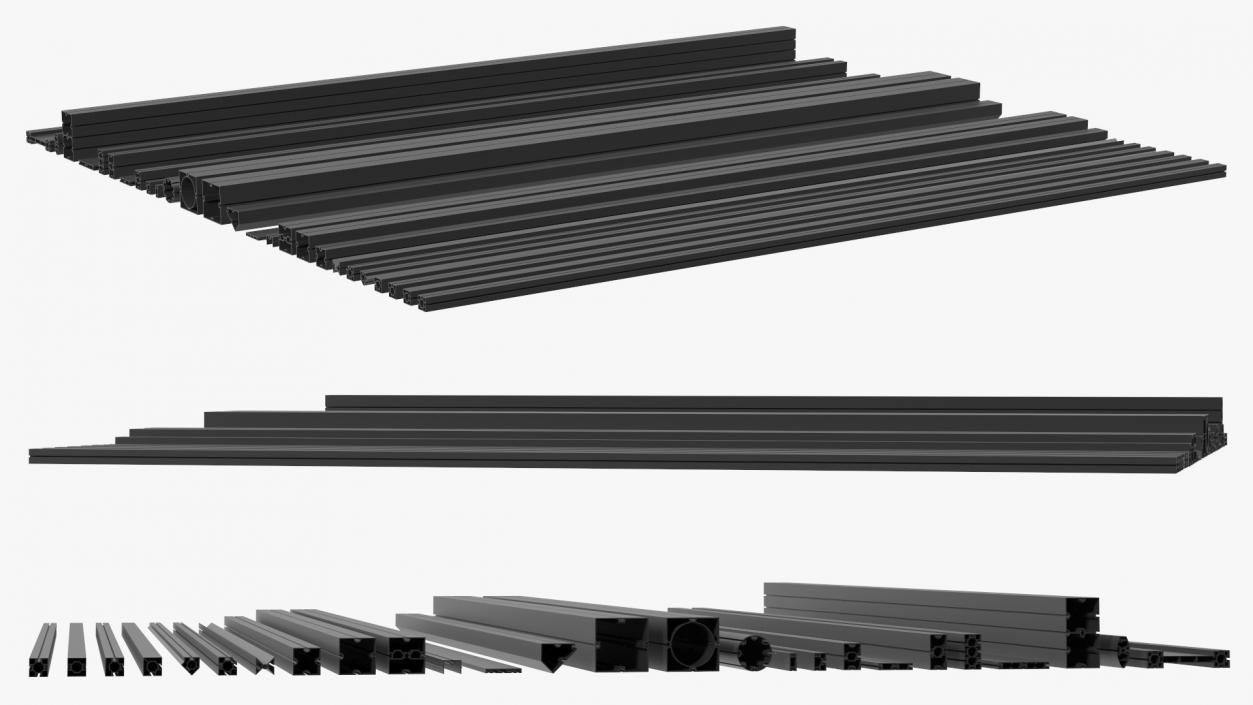 3D Black Metal Extrusions Set