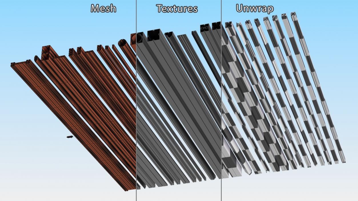 3D Black Metal Extrusions Set