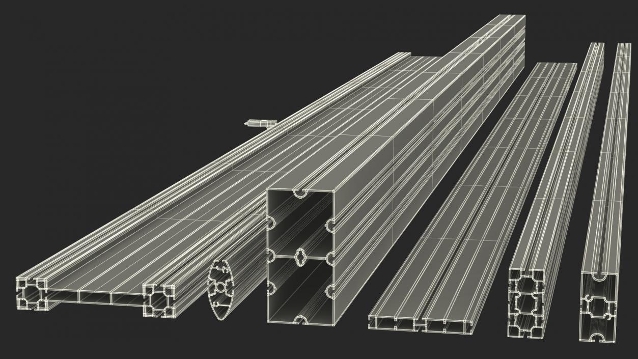 3D Black Metal Extrusions Set