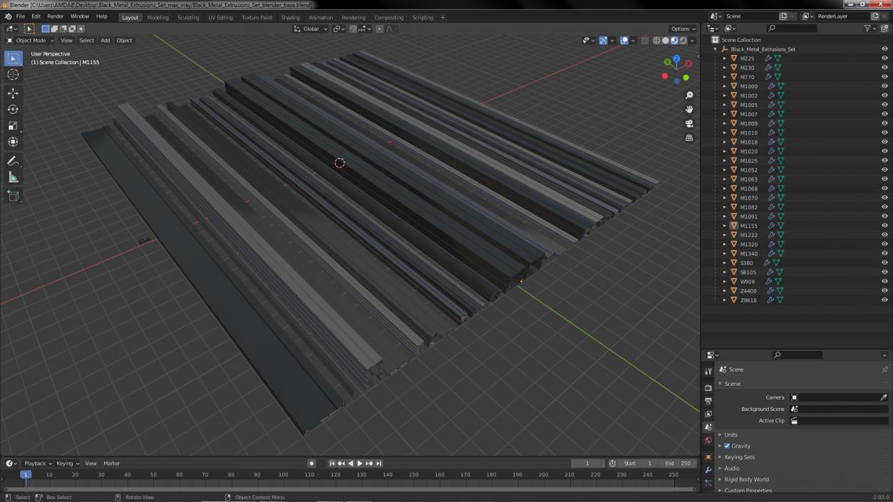 3D Black Metal Extrusions Set