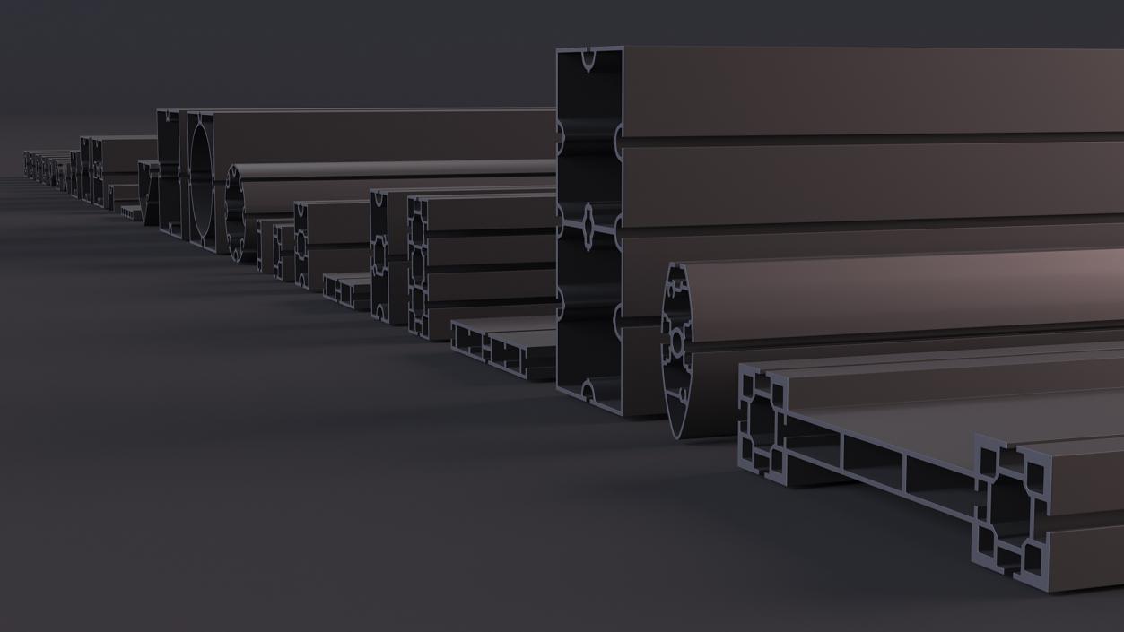 3D Black Metal Extrusions Set