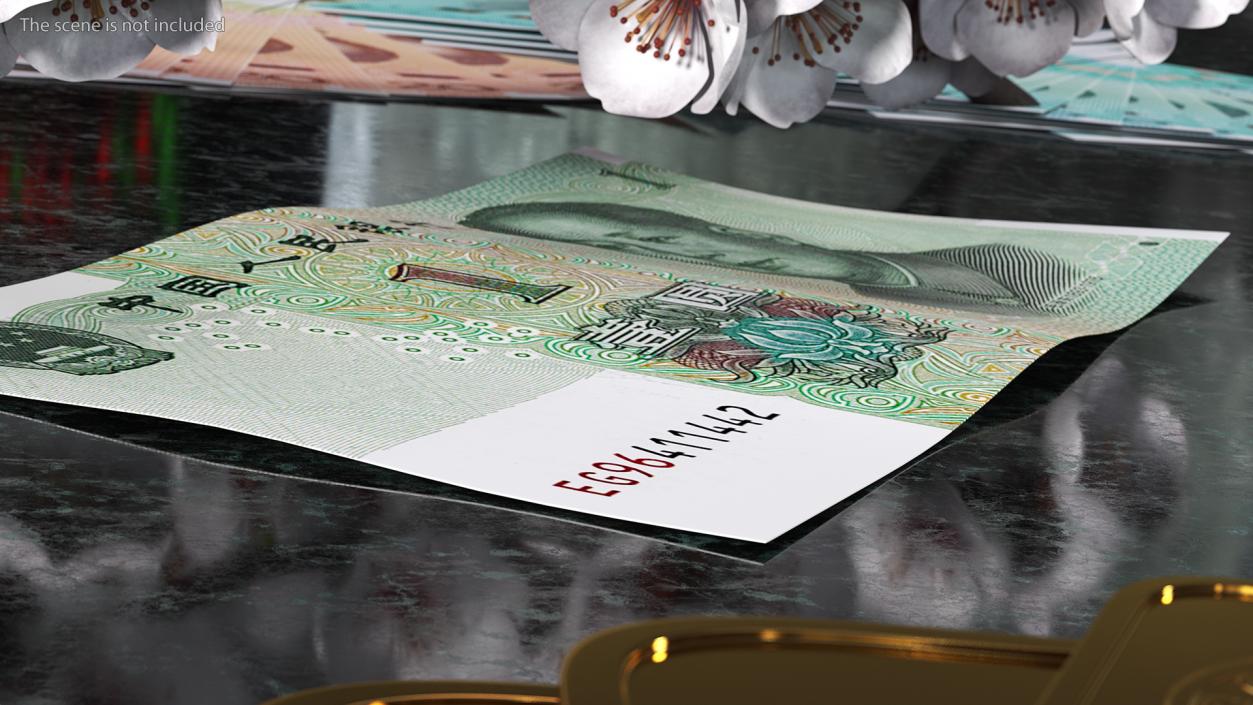 Chinese 1 Yuan CNY 2019 Banknote 3D