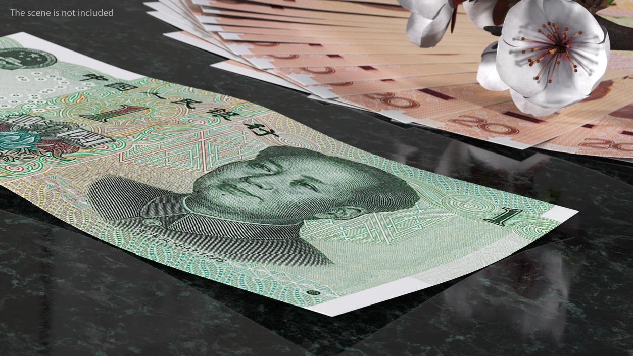 Chinese 1 Yuan CNY 2019 Banknote 3D