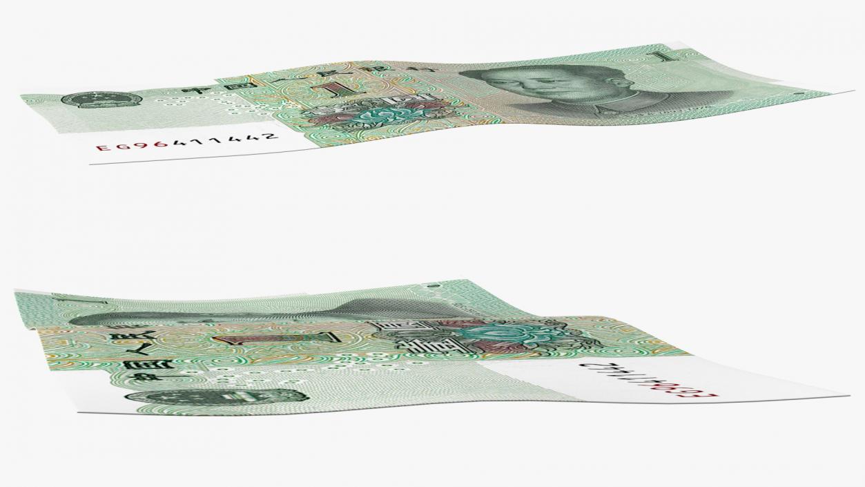 Chinese 1 Yuan CNY 2019 Banknote 3D