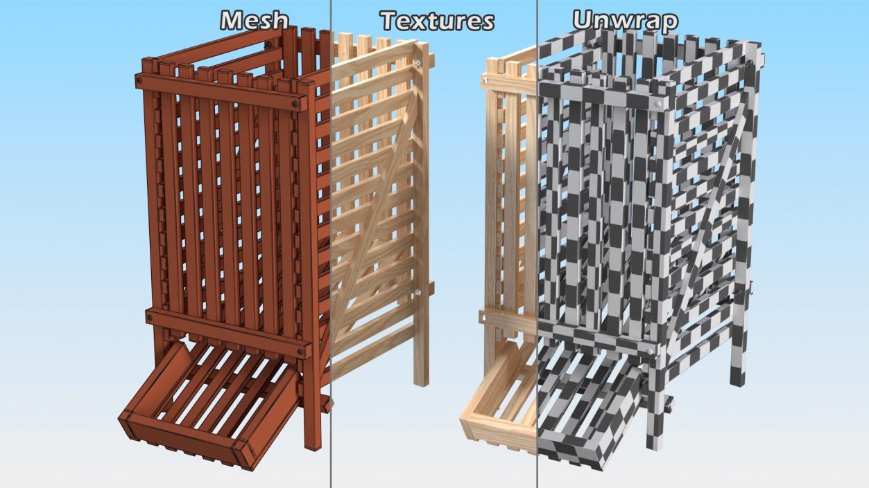 3D Wooden Vegetable Racks Collection model