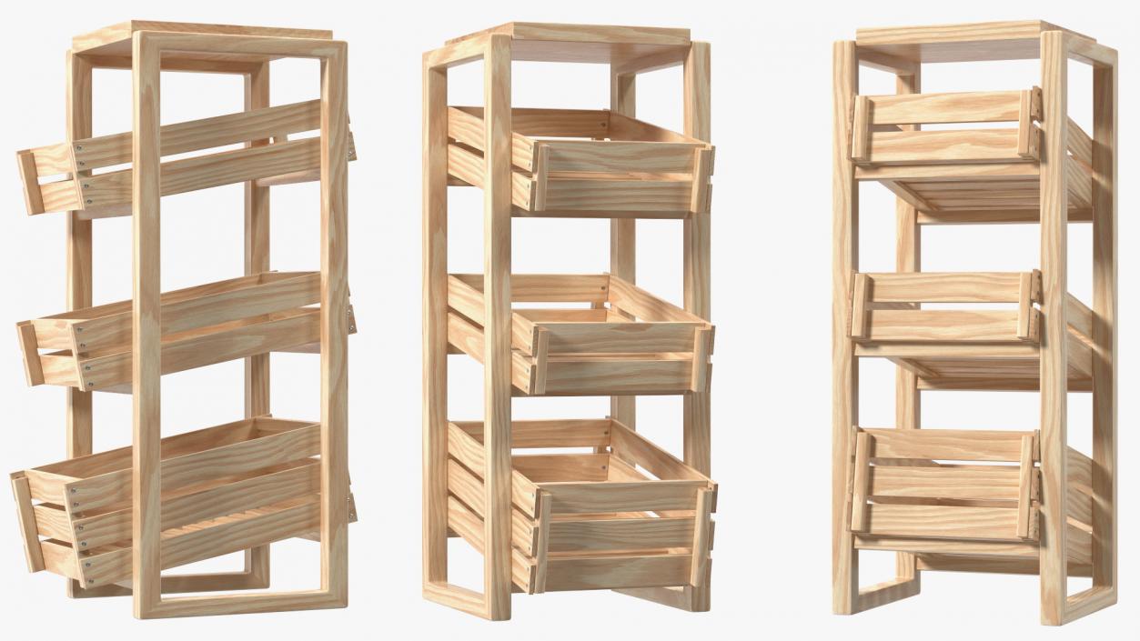 3D Wooden Vegetable Racks Collection model