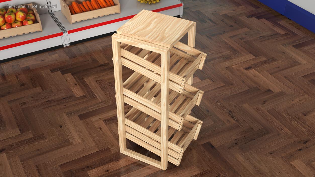 3D Wooden Vegetable Racks Collection model