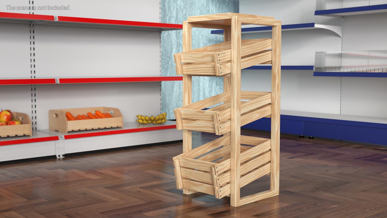 3D Wooden Vegetable Racks Collection model