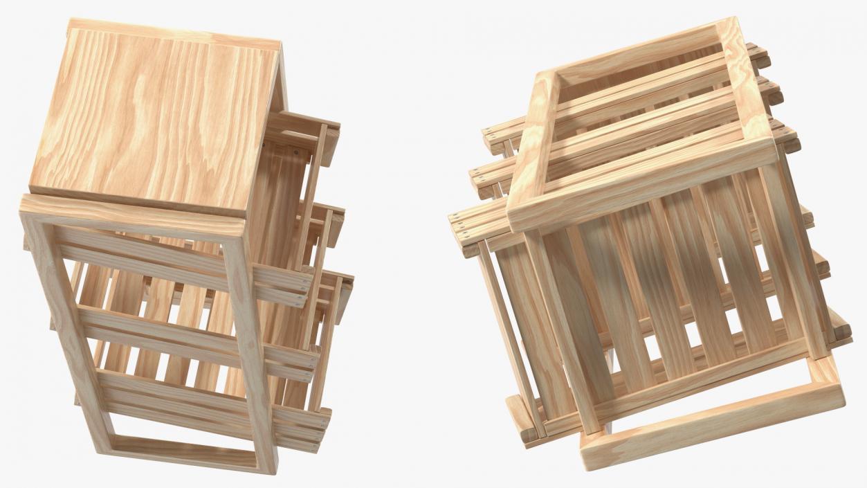 3D Wooden Vegetable Racks Collection model