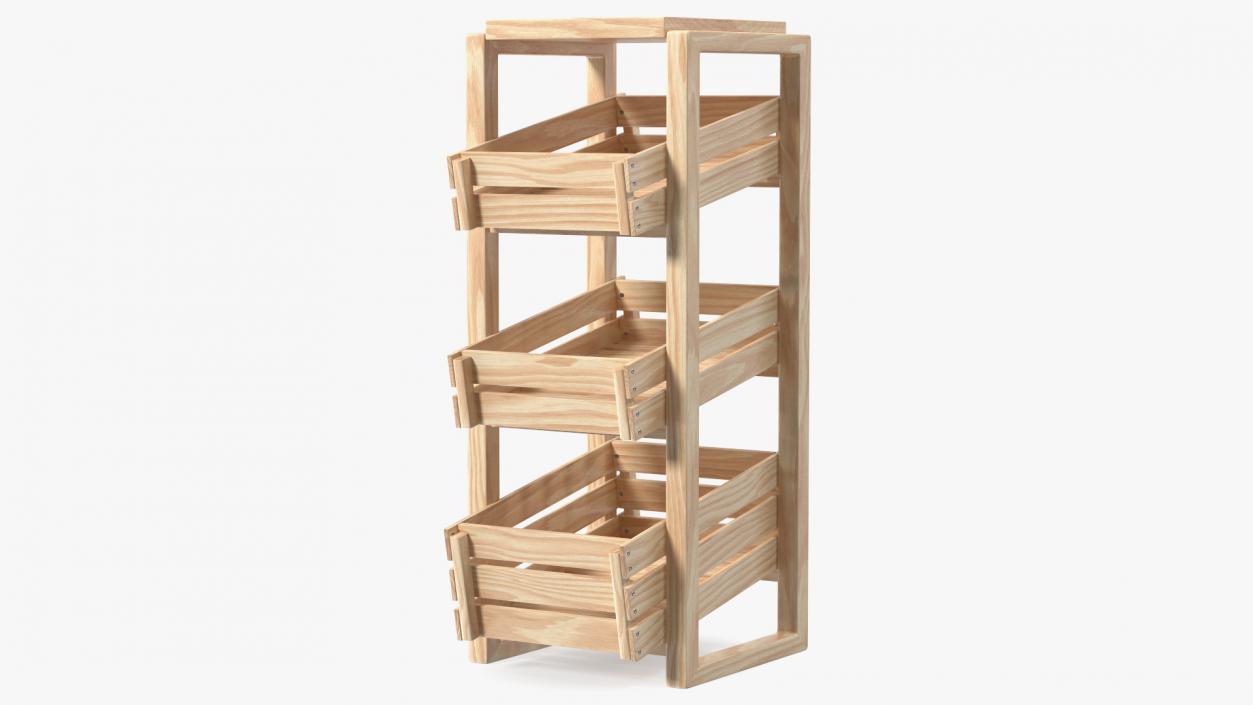 3D Wooden Vegetable Racks Collection model