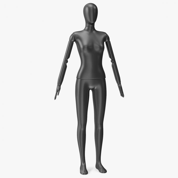 3D model Flexible Female Mannequin Neutral Pose Satin Black