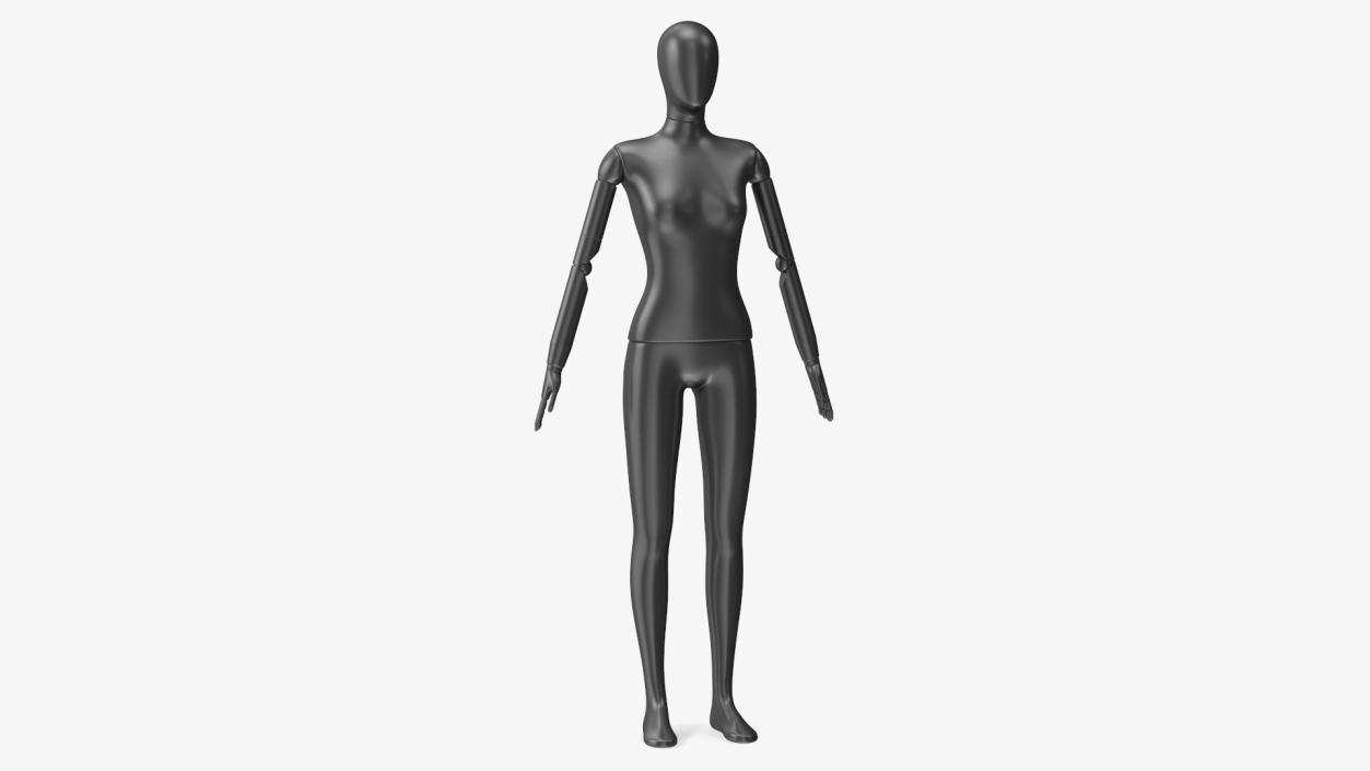 3D model Flexible Female Mannequin Neutral Pose Satin Black