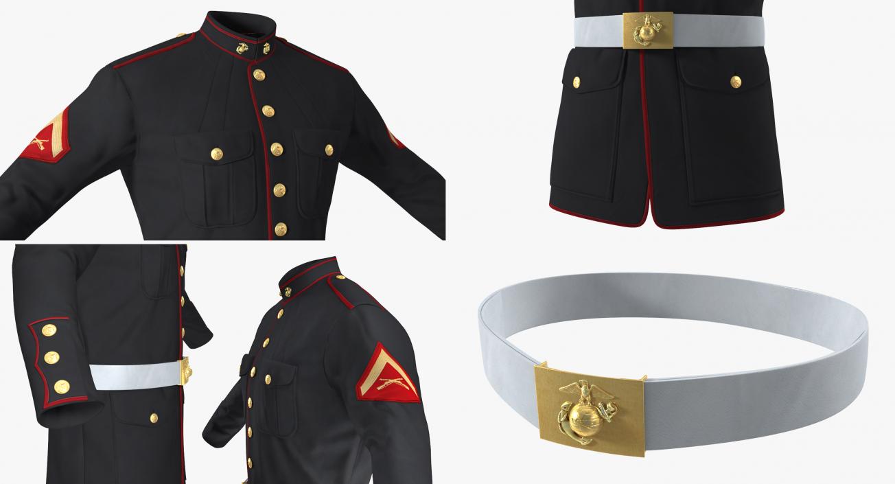 US Marine Corps Parade Jacket 3D model