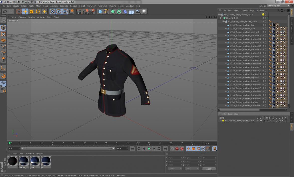 US Marine Corps Parade Jacket 3D model