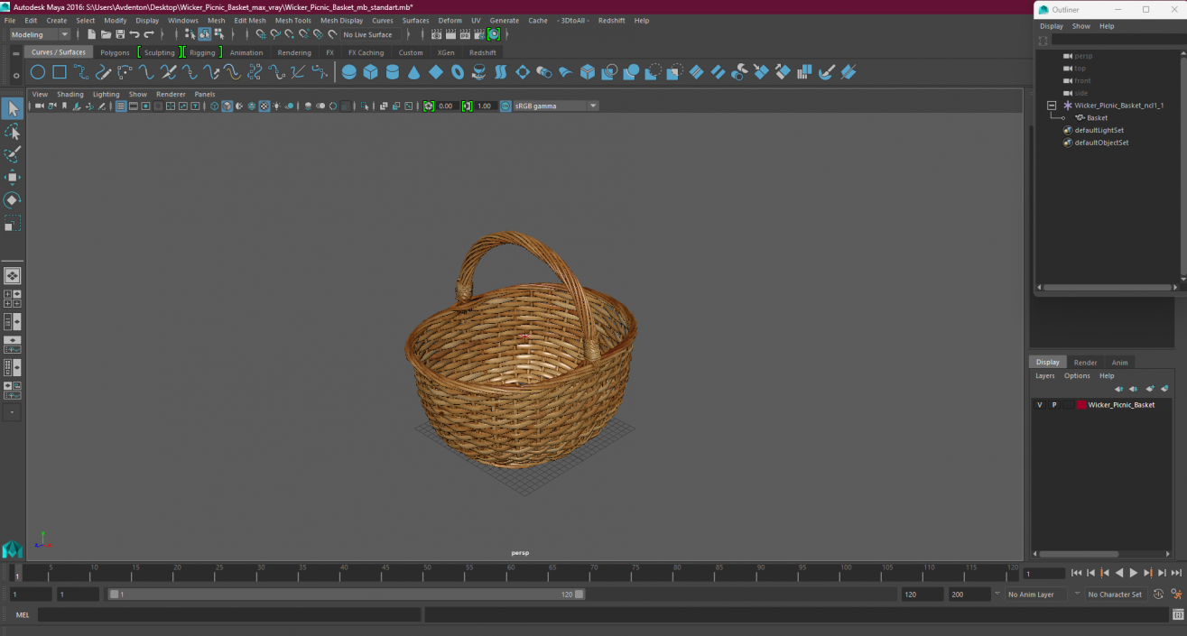 3D model Wicker Picnic Basket