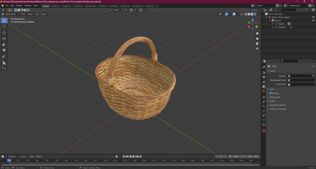 3D model Wicker Picnic Basket