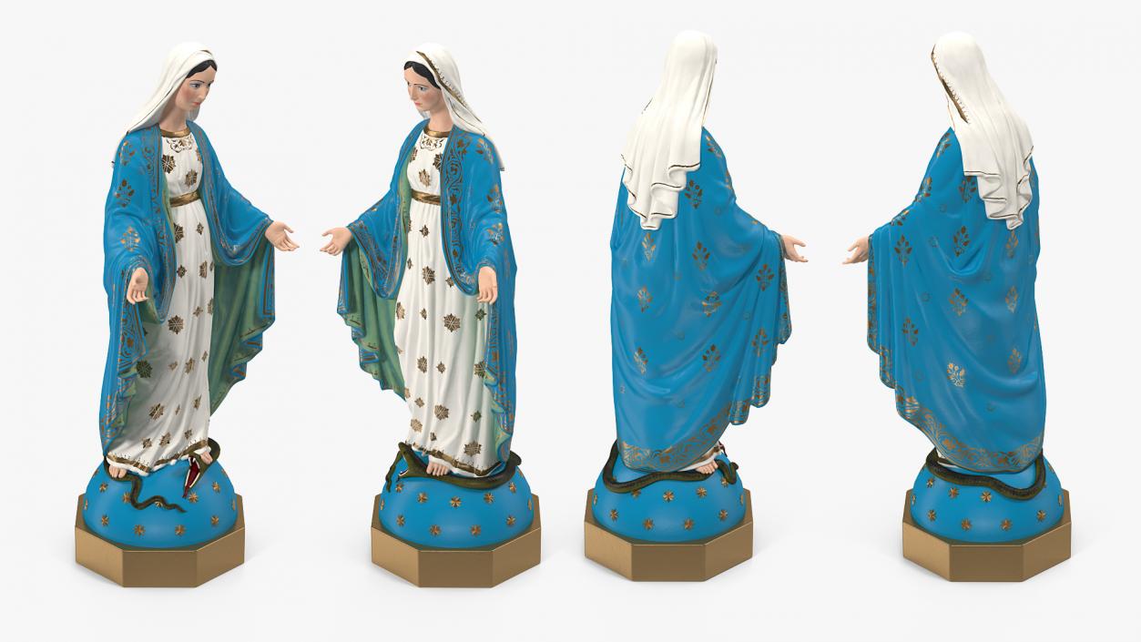 3D Virgin Mary Statue Painted