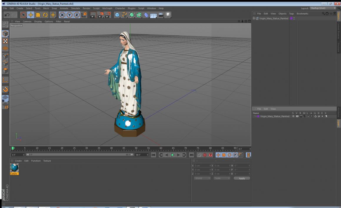 3D Virgin Mary Statue Painted