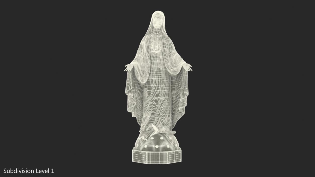 3D Virgin Mary Statue Painted