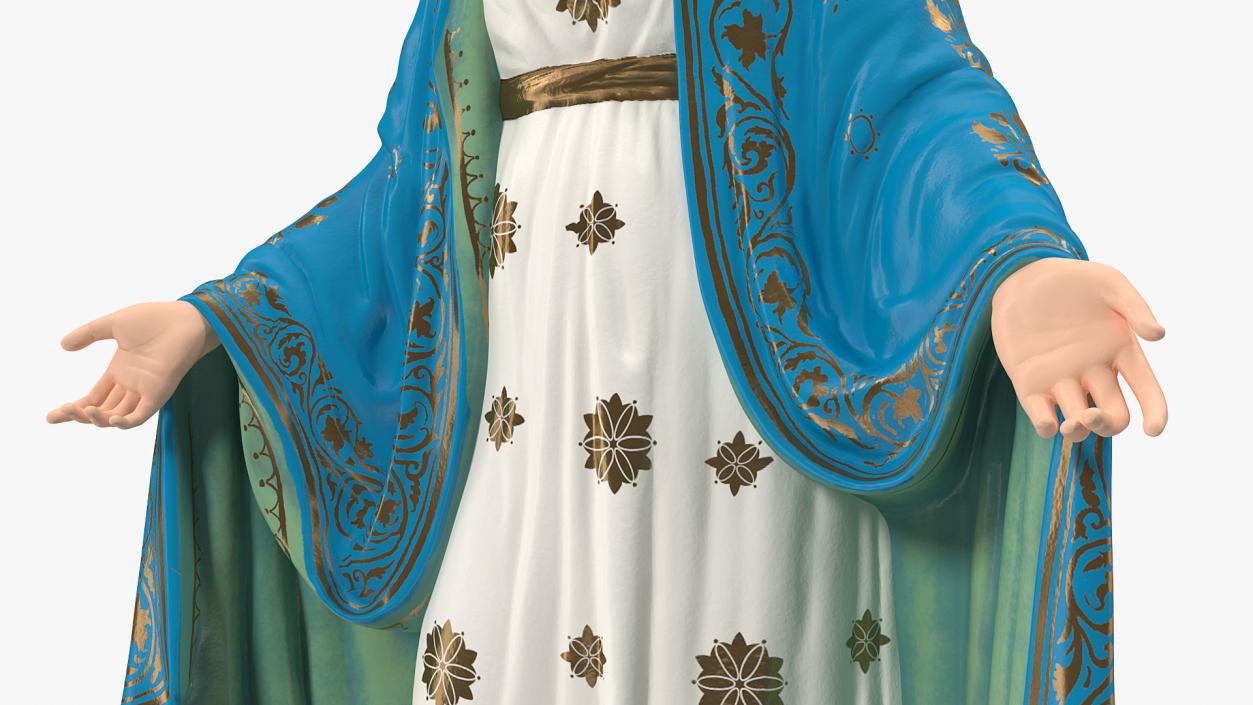 3D Virgin Mary Statue Painted